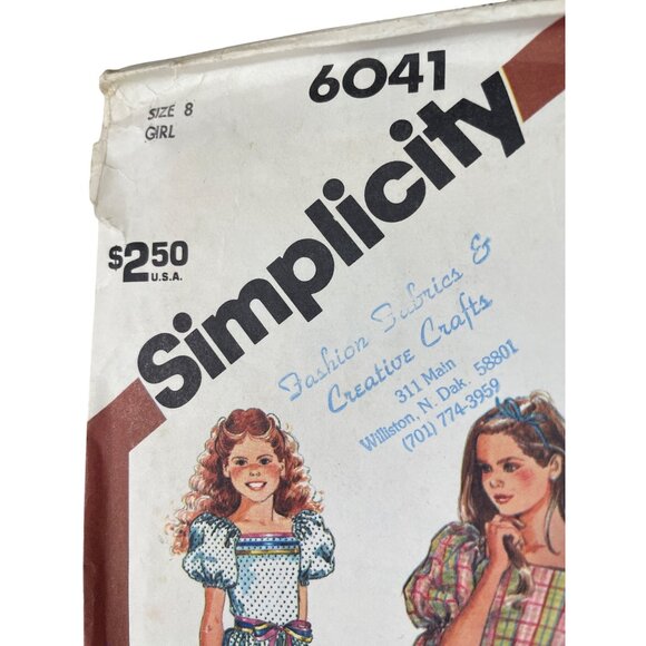 80s Simplicity 6041 Sewing Pattern Size 8 Girls Pullover Dress Two Lengths UNCUT - Picture 2 of 6